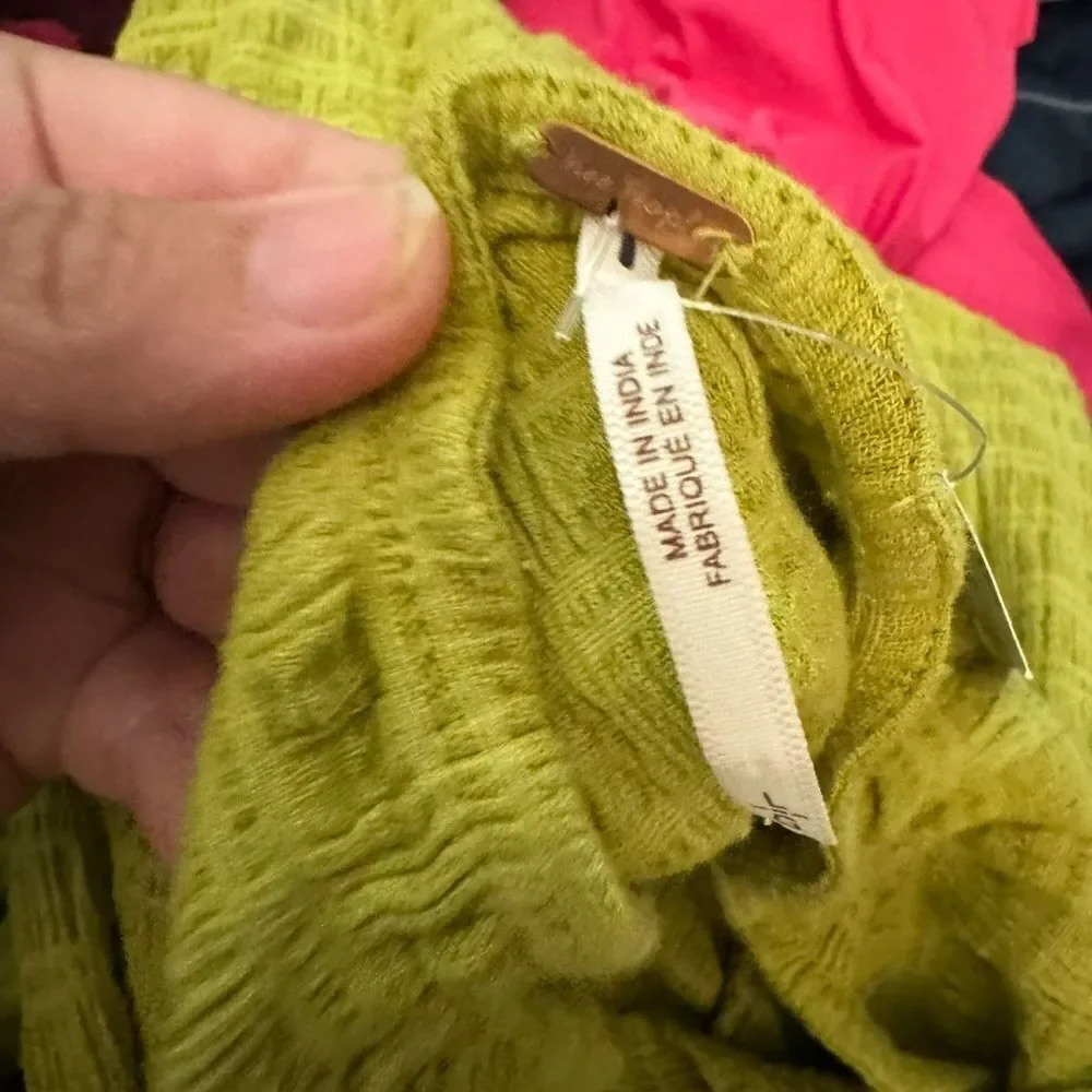 Free People Lime Green Sleeveless Jumpsuit NEW Size Large Linen Cotton
